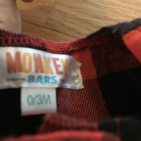 Baby Buffalo Plaid Dress Dress Long Sleeve Button Down 0/3M Monkey Bars Cotton - Picture 5 of 6